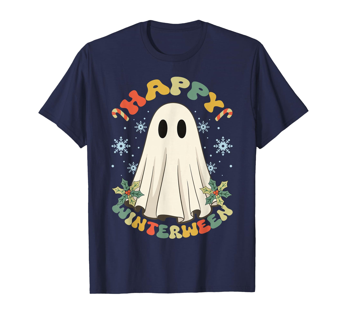 Happy Winterween Winter Halloween Christmas Retro Vintage T-Shirt