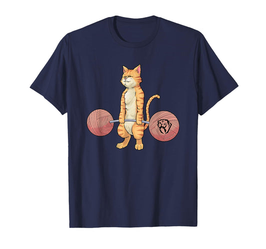 Deadlifting Tabby Cat Funny For Men Women T-Shirt