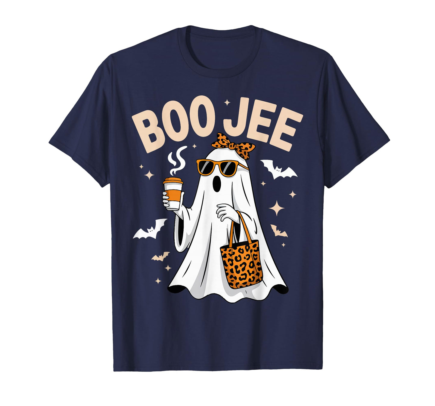 Boo JEE Ghost Coquette Leopard Boo-JEE Coffee Halloween T-Shirt