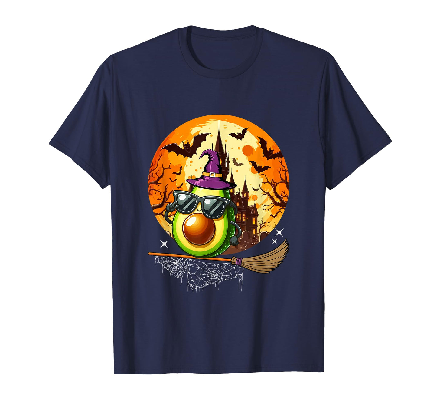 Avocado Sunglasses Cosplay Witch Halloween Moon Funny Vegan T-Shirt