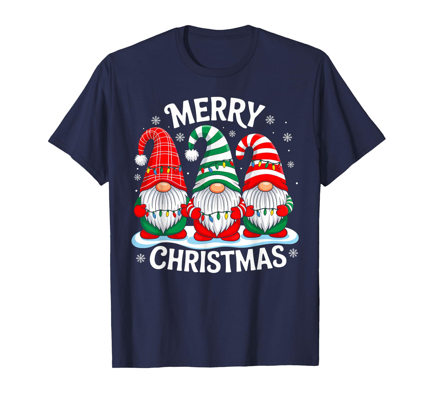 Cute Gnomes Merry Christmas Light Family Gnome Xmas Matching T-Shirt