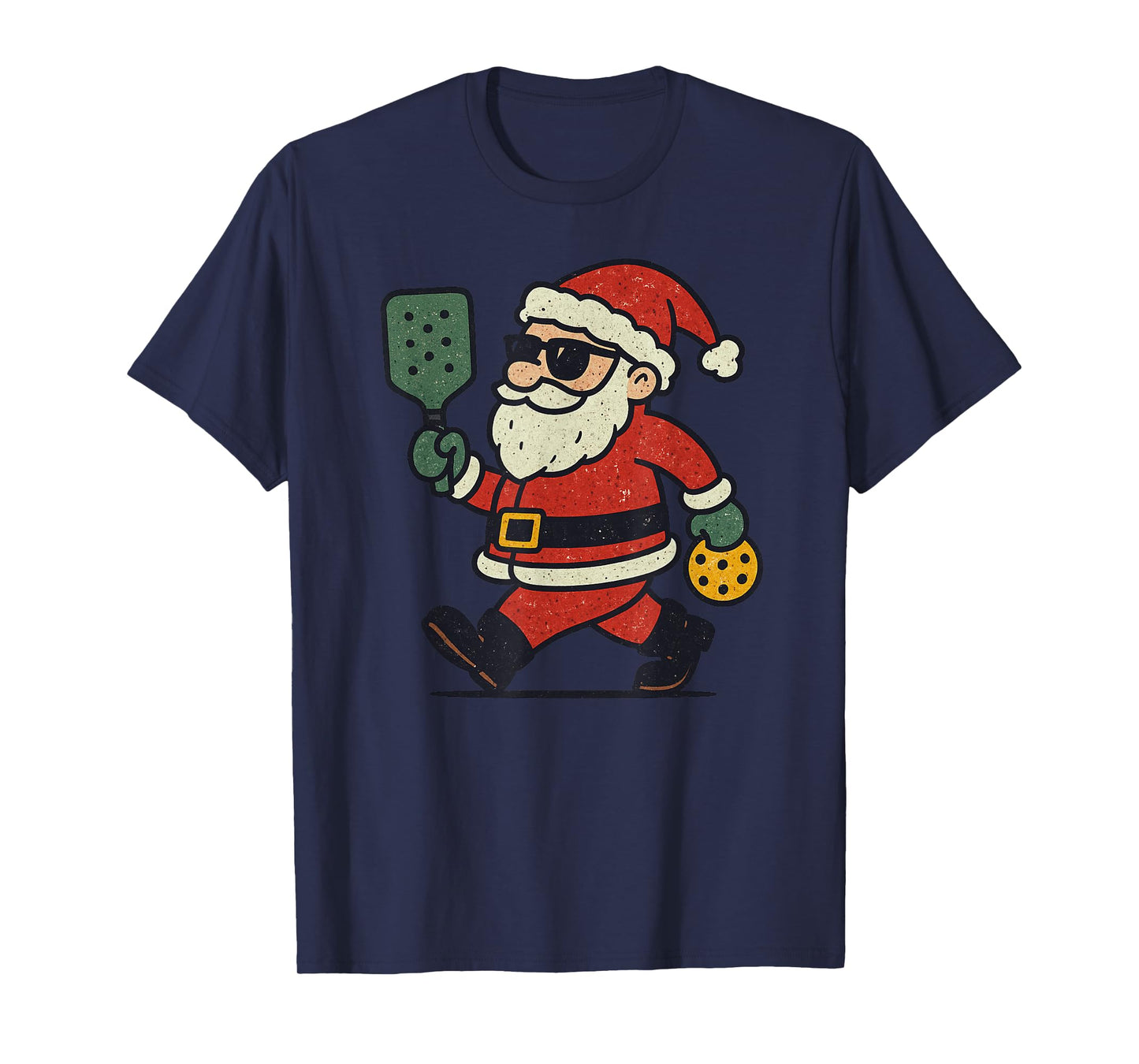 Santa Playing Pickleball Christmas Vintage Funny Xmas T-Shirt