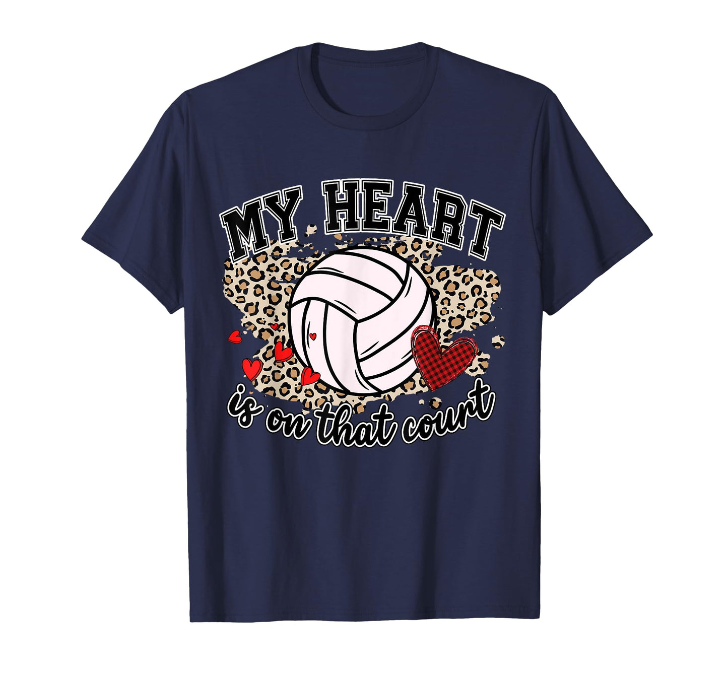 Leopard Volleyball Player My Heart's On That Court Game Day T-Shirt