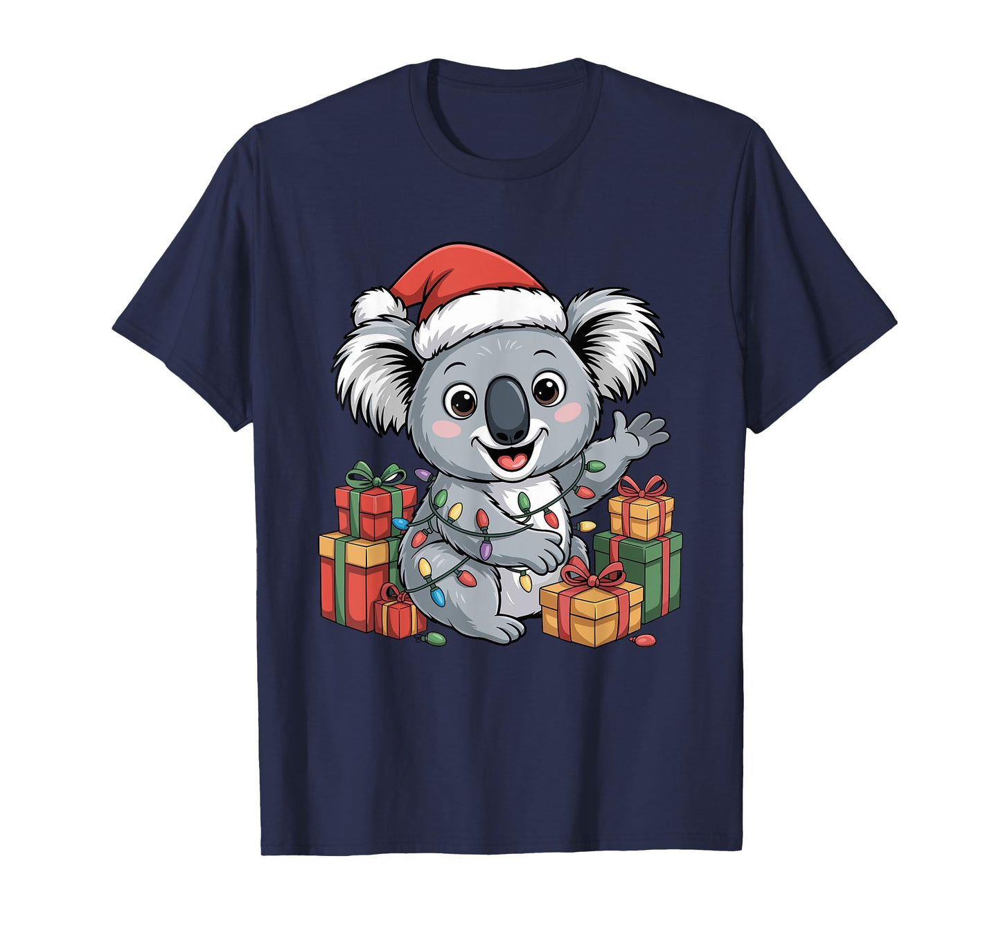 Funny Koala Santa Hat Animals Lovers Ugly Christmas Pajamas T-Shirt