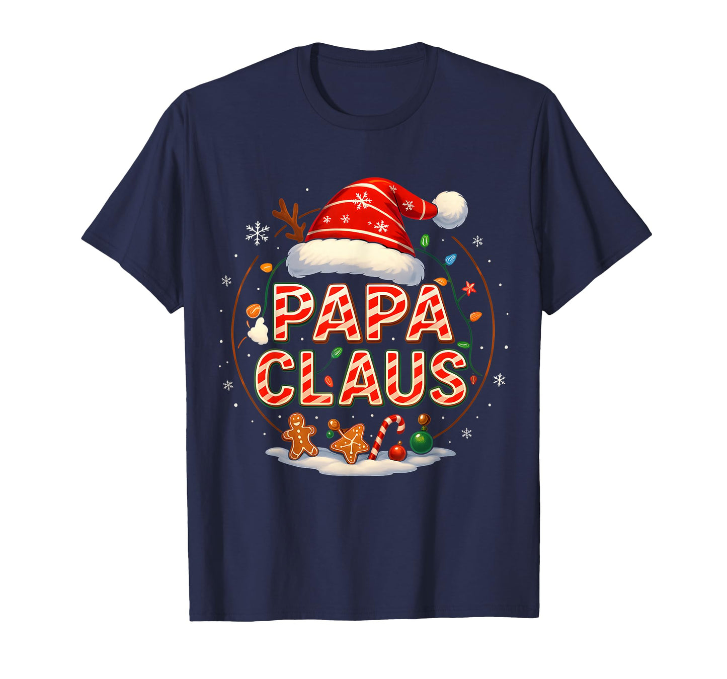 Papa Claus Christmas Lights Pajama Family Matching for Men T-Shirt