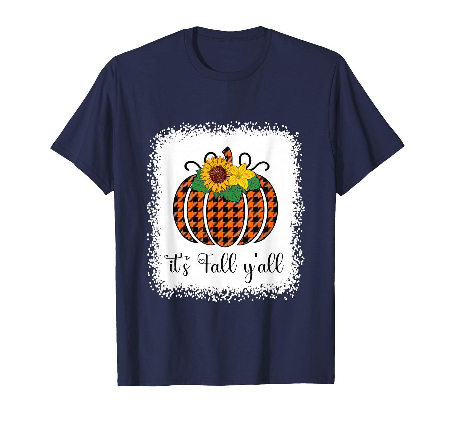 Funny Halloween Orange Pumpkin Buffalo Plaid It's Fall Y'all T-Shirt