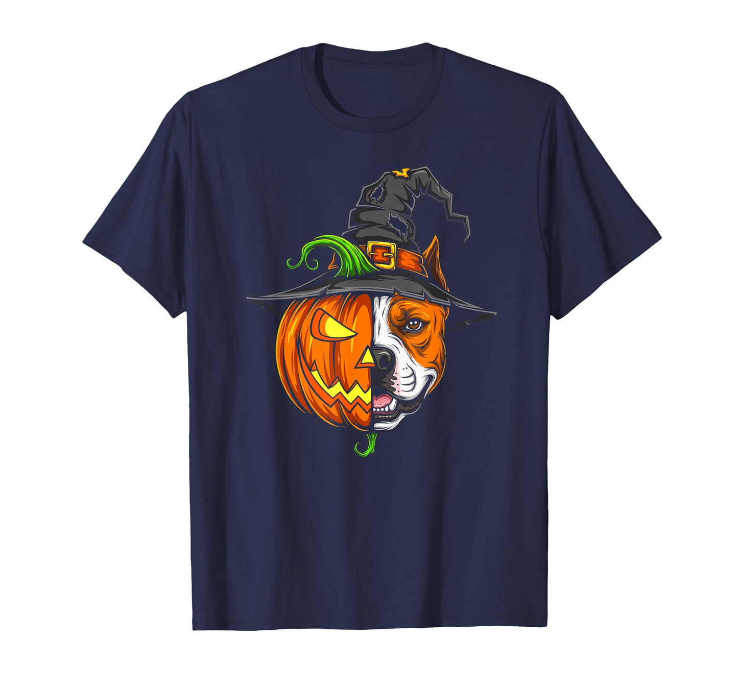 American Staffordshire Terrier Pumpkin Halloween Mens Womens T-Shirt