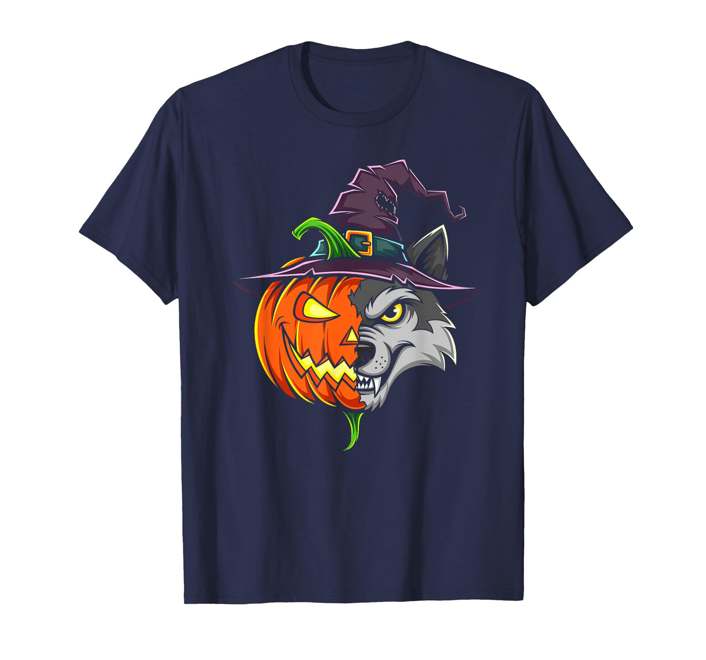 Wolf Pumpkin Jack O Lantern Halloween Kids Mens Womens T-Shirt