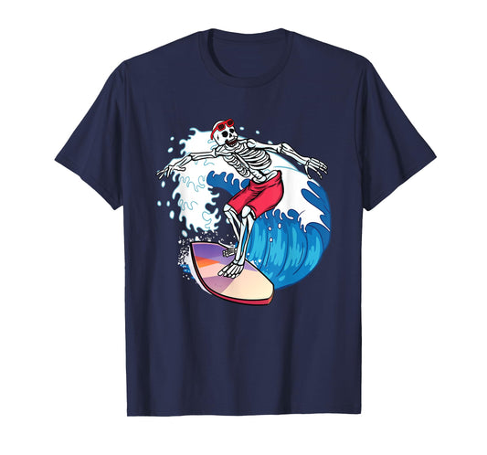 Surfer Skeleton Surfboard Surfing Dude Cool Novelty Graphic T-Shirt