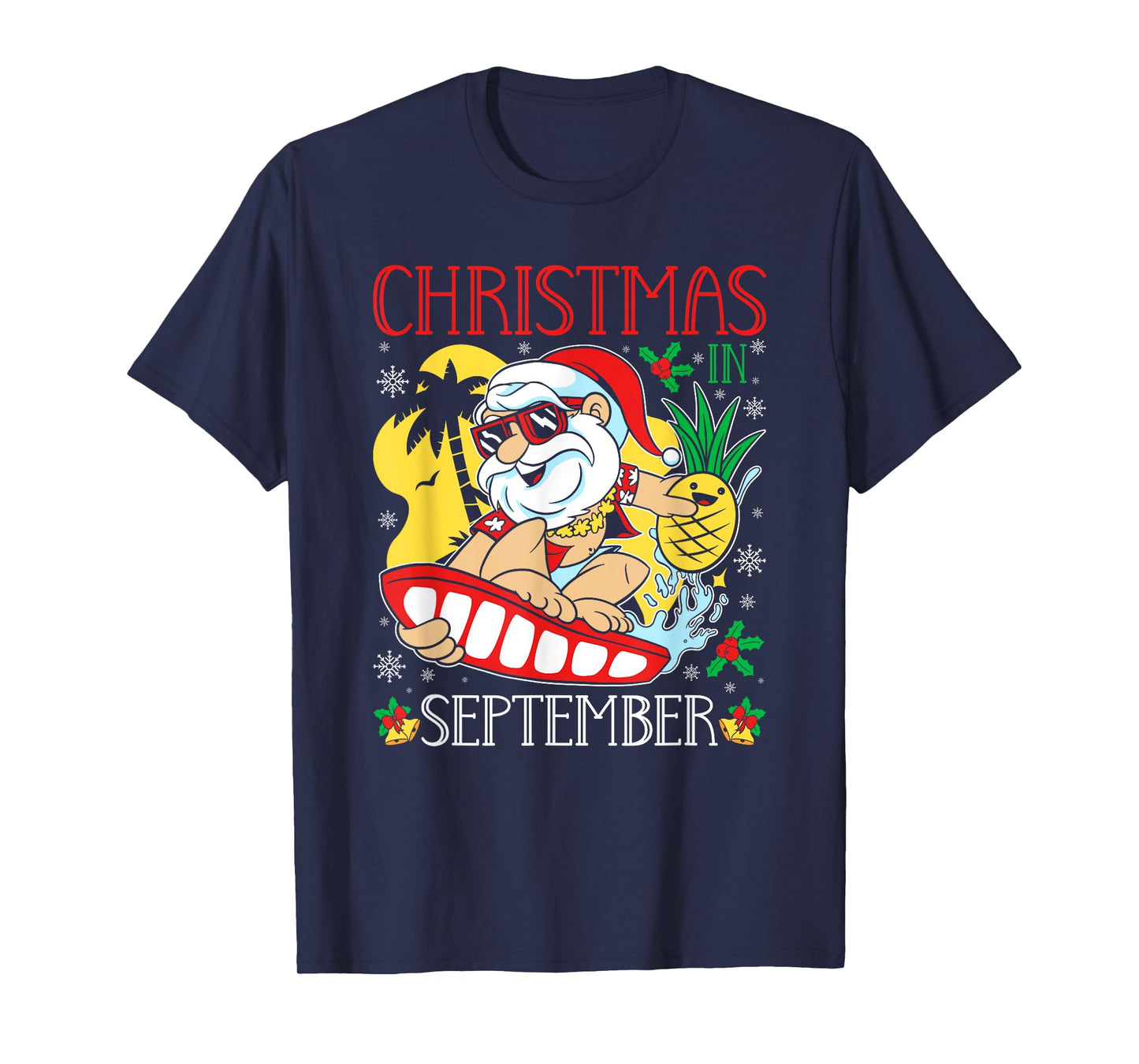 Christmas in September Hawaiian Tropical Santa T-Shirt