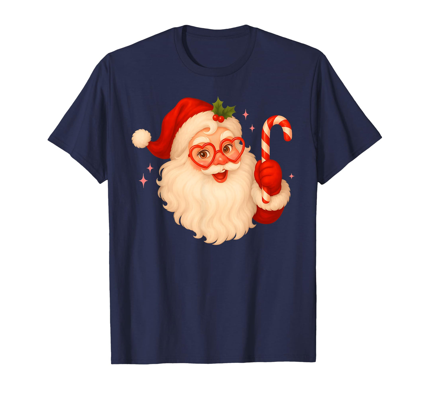 Vintage Santa Claus Merry Christmas Men Women Candy Cane T-Shirt
