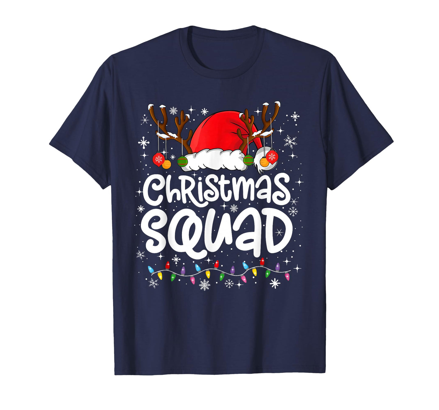 Christmas Squad Santa Xmas Lights Pajamas Snowflake Holiday T-Shirt