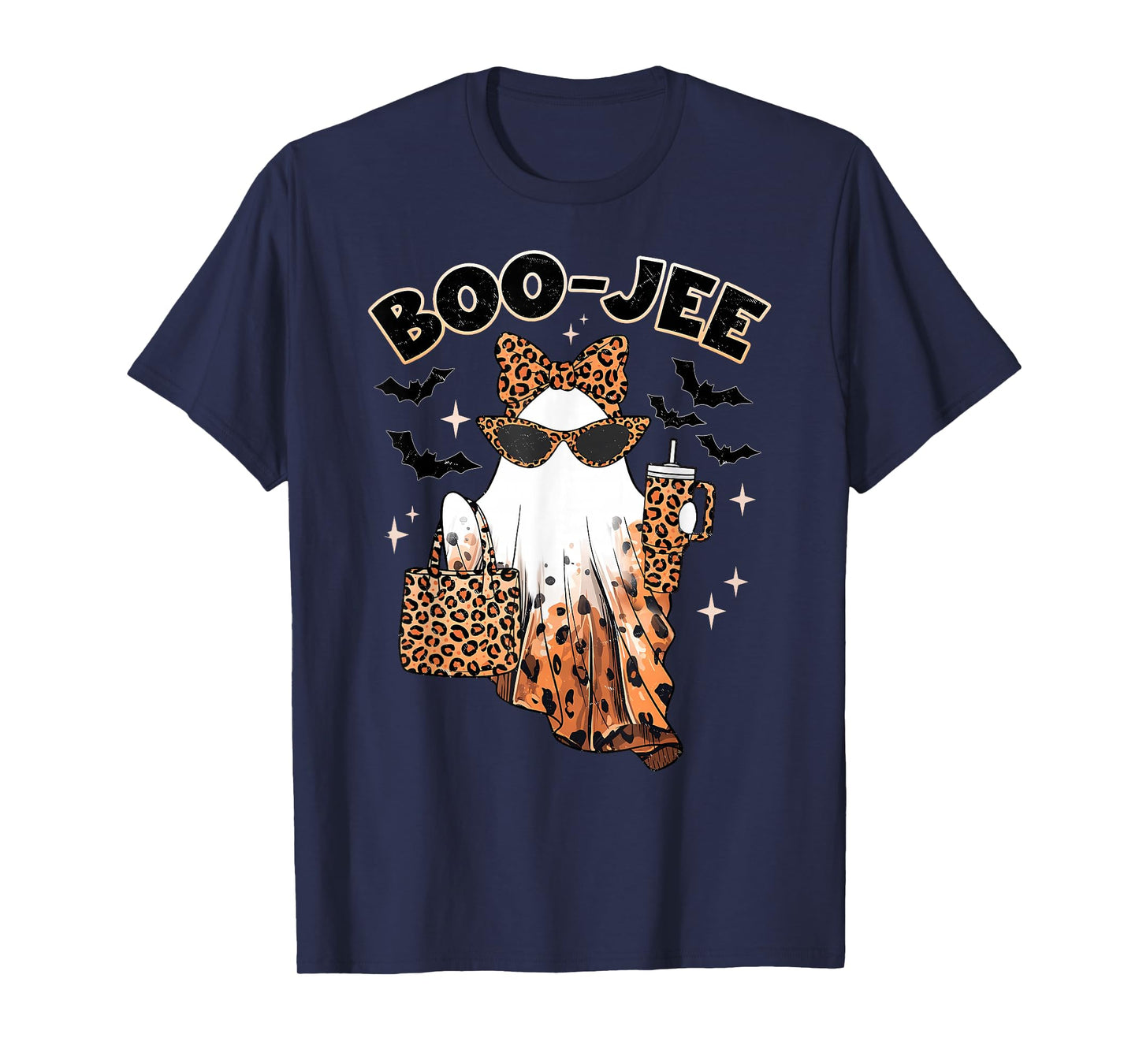 Coquette Leopard Ghost Coffee Boo-JEE Halloween Boujee Ghost T-Shirt