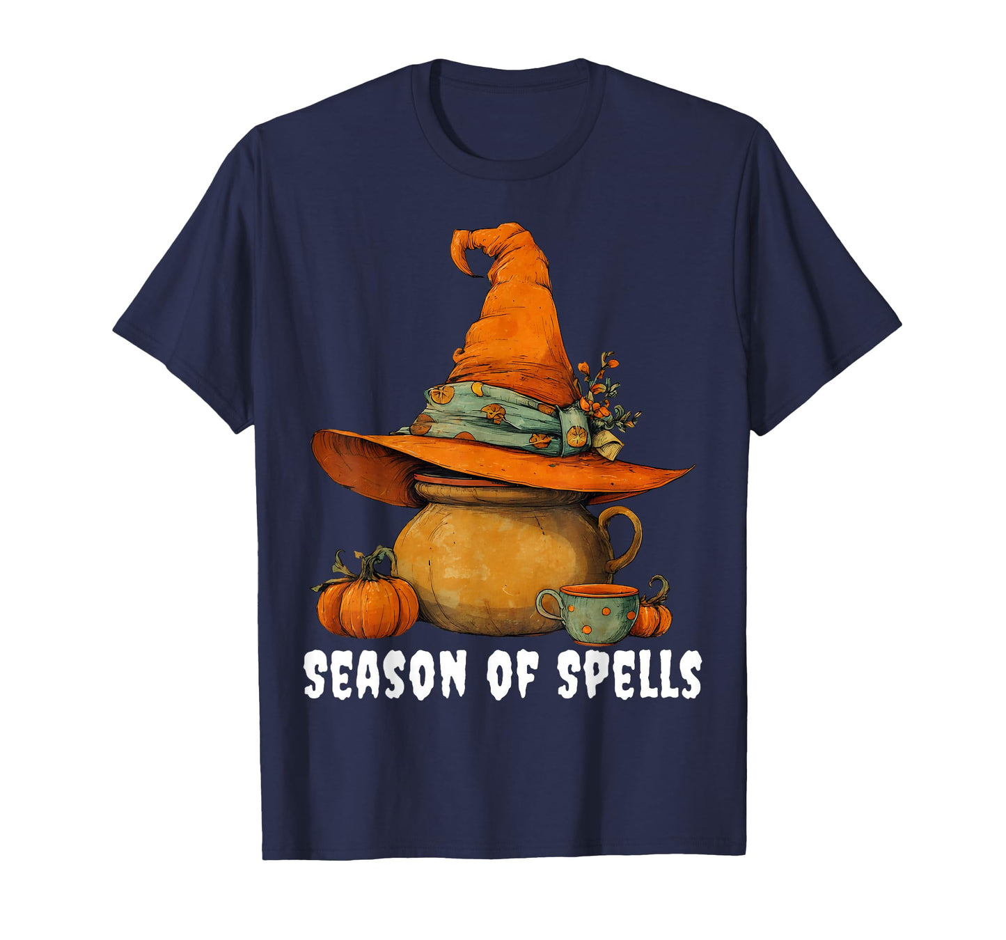 Season of Spells Witch Hat & Pumpkin Thanksgiving Halloween T-Shirt