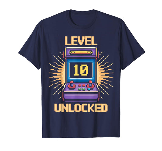 Level 10 Unlock Birthday Gamer 10 Year Old Video Game Arcade T-Shirt