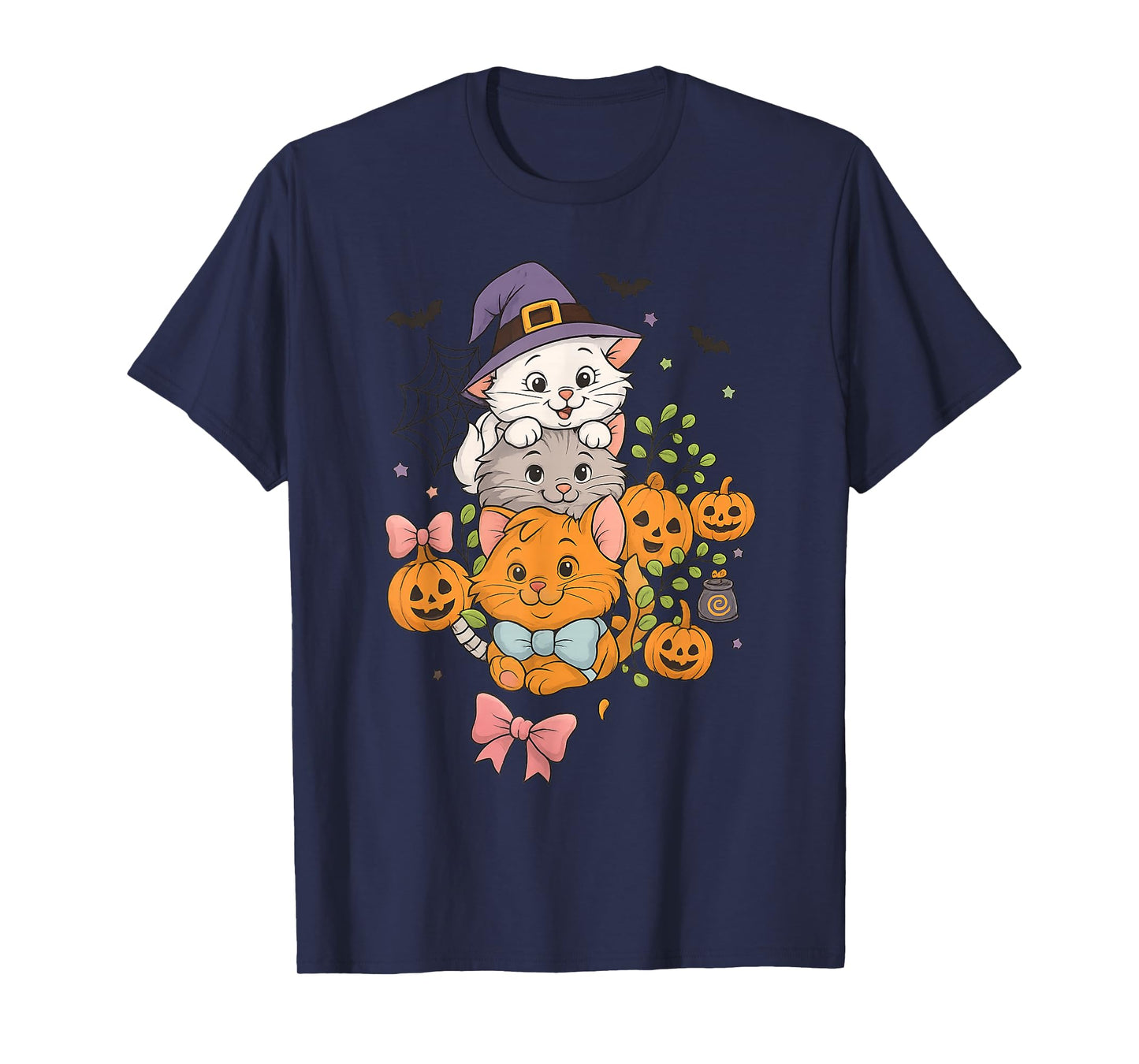 Cute Halloween Cats Kawaii Witch Kitty Pumpkin Cat Lovers T-Shirt