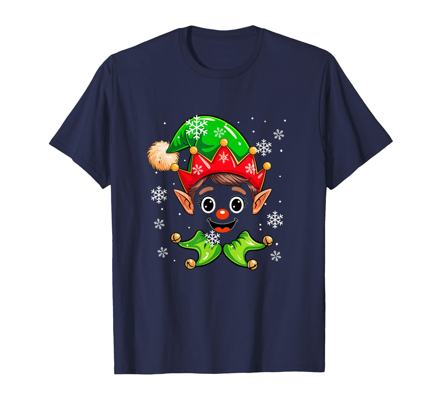 Christmas Elf Face Xmas Snow Costume Kids Family Group T-Shirt