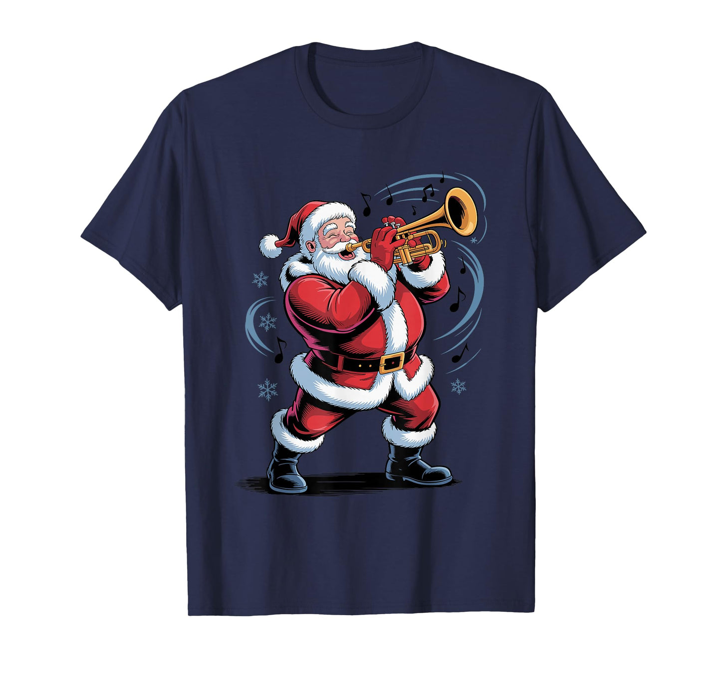 Santa Playing Trumpet Funny Holiday Christmas Xmas Pajama T-Shirt