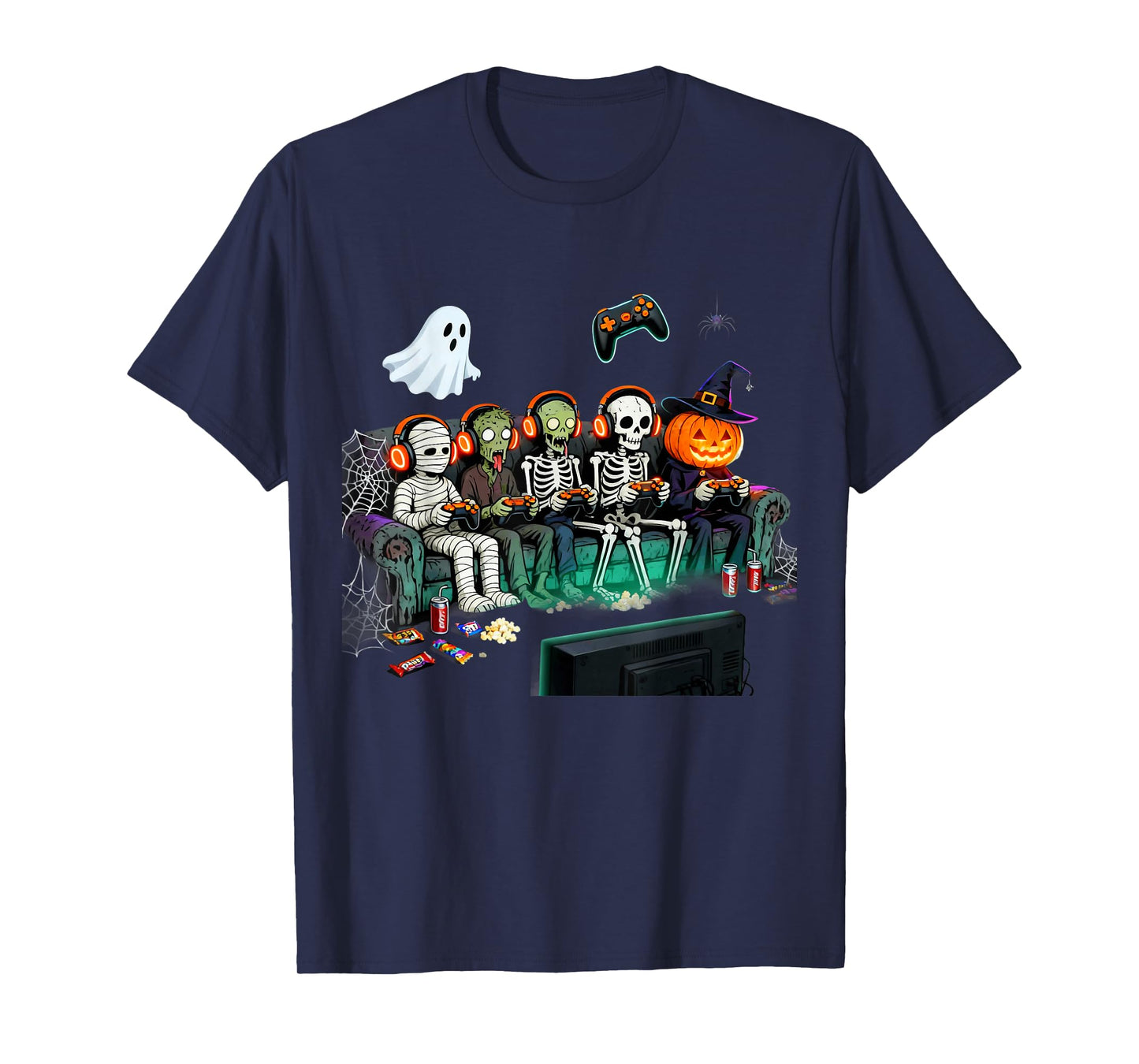 Halloween Boys Kids Gamer Dinosaur Skeleton Ghost Witch T-Shirt