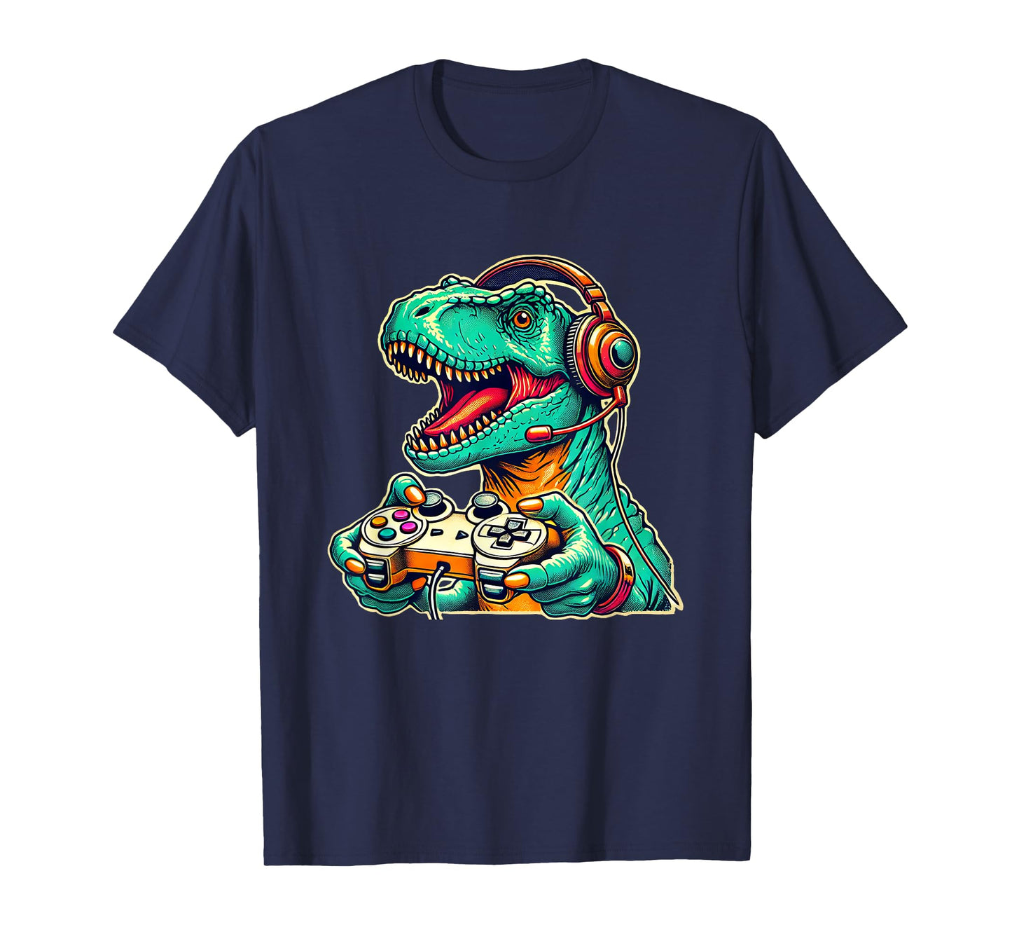 T-Rex Gaming with Headset Funny Dinosaur Gamer Graphic T-Shirt