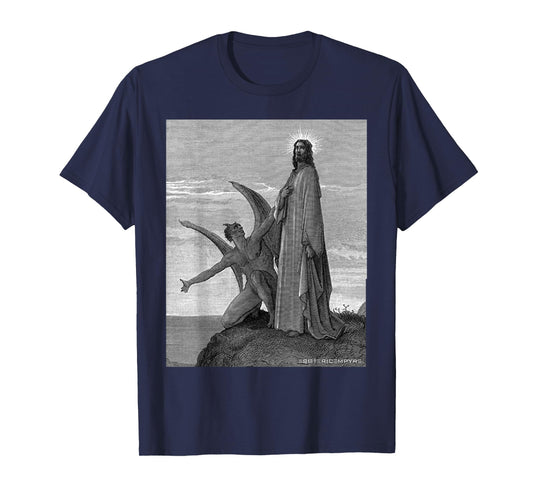 Jesus Christ Temptation of Satan Wilderness by Gustave Dore T-Shirt