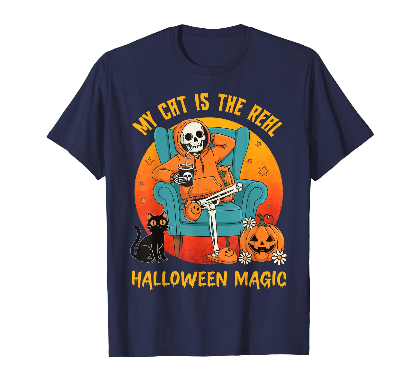 My cat is The Real Halloween Magic Skeleton Pumpkin Cute Pet T-Shirt
