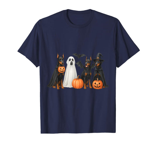 Doberman Halloween Costume Fun Doberman Halloween Dog Ghost T-Shirt