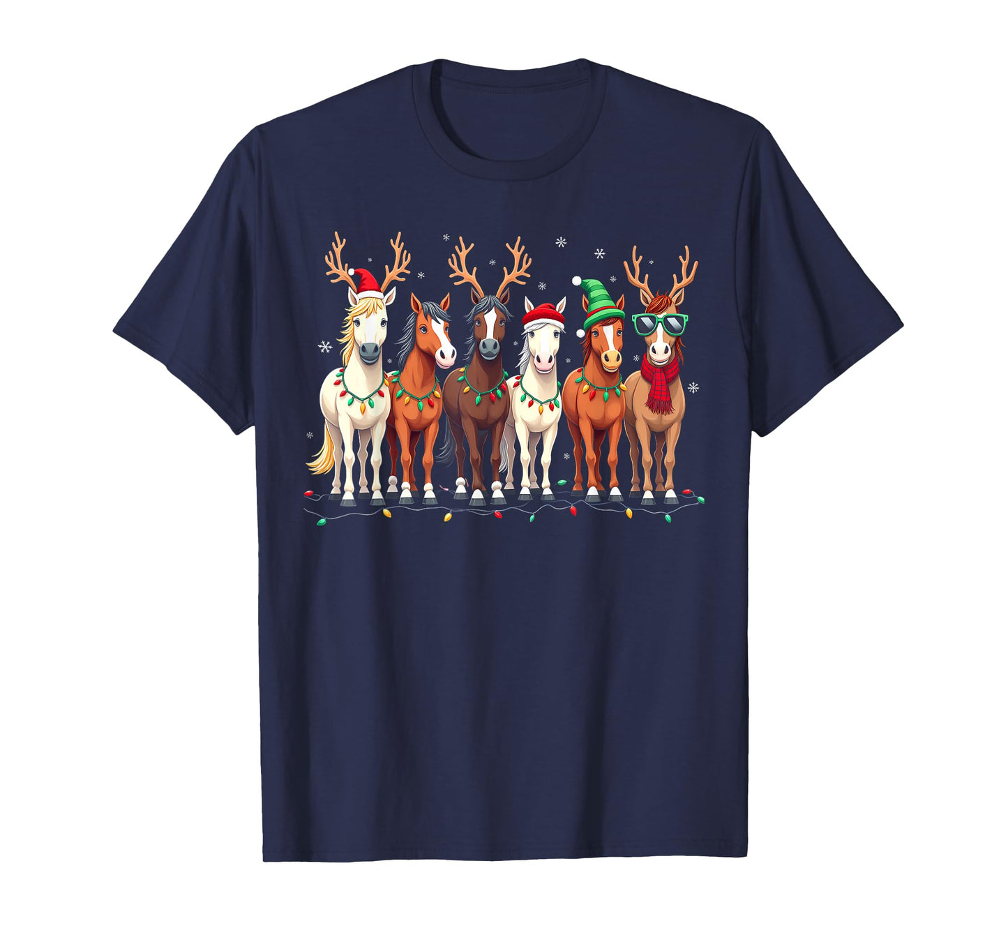 Horse Lover Santa Hat Christmas Xmas Holiday Girls Pajamas T-Shirt