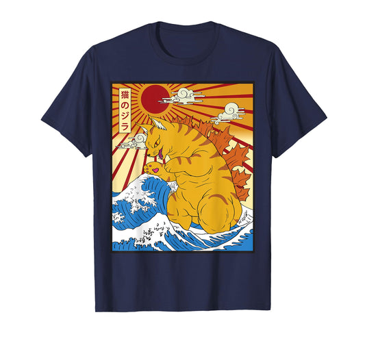 Catzilla Cat Japanese Anime Kawaii Funny Graphic Tees Men T-Shirt