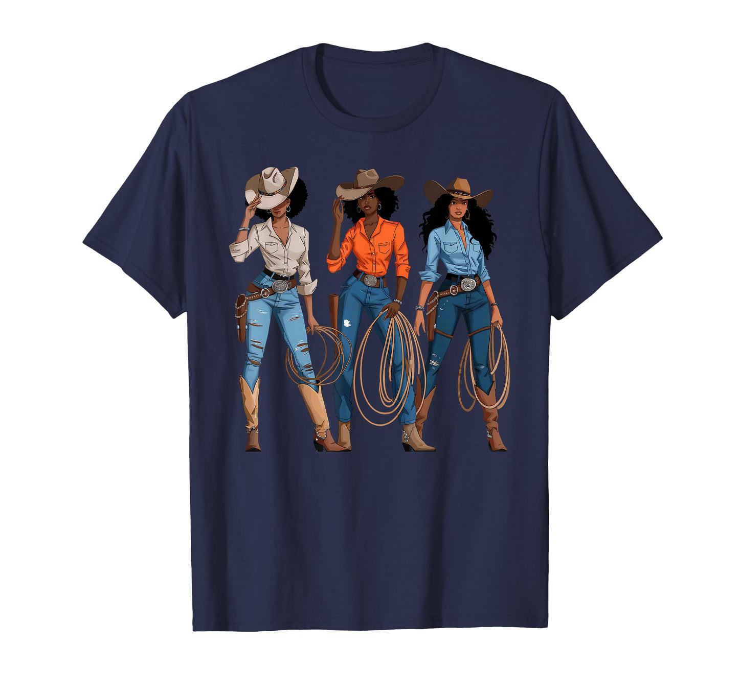 Black African American Cowgirl Western Country Rodeo T-Shirt