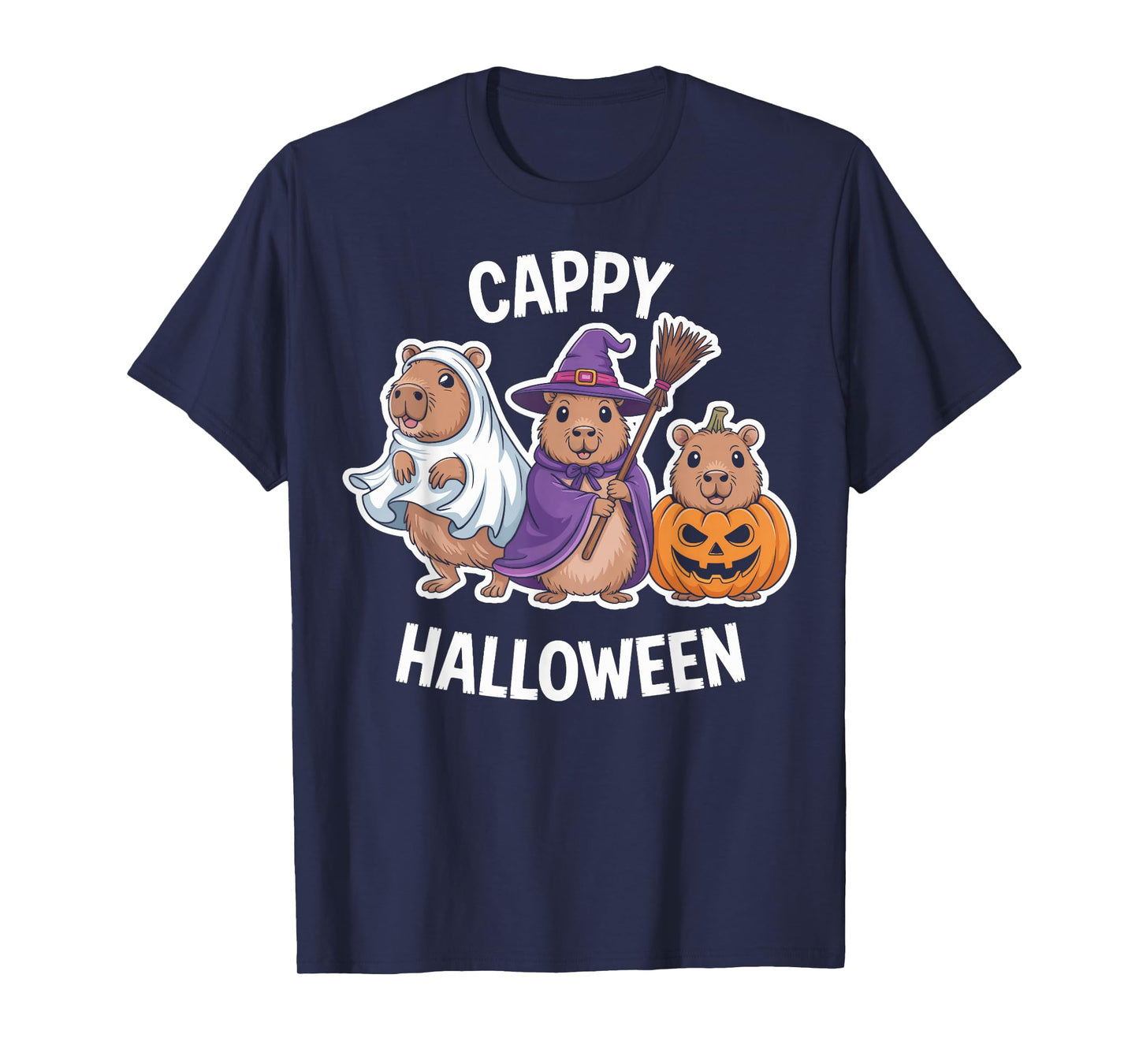 Cappy Halloween Capybara Witch Pumpkin Animal Themed Party T-Shirt