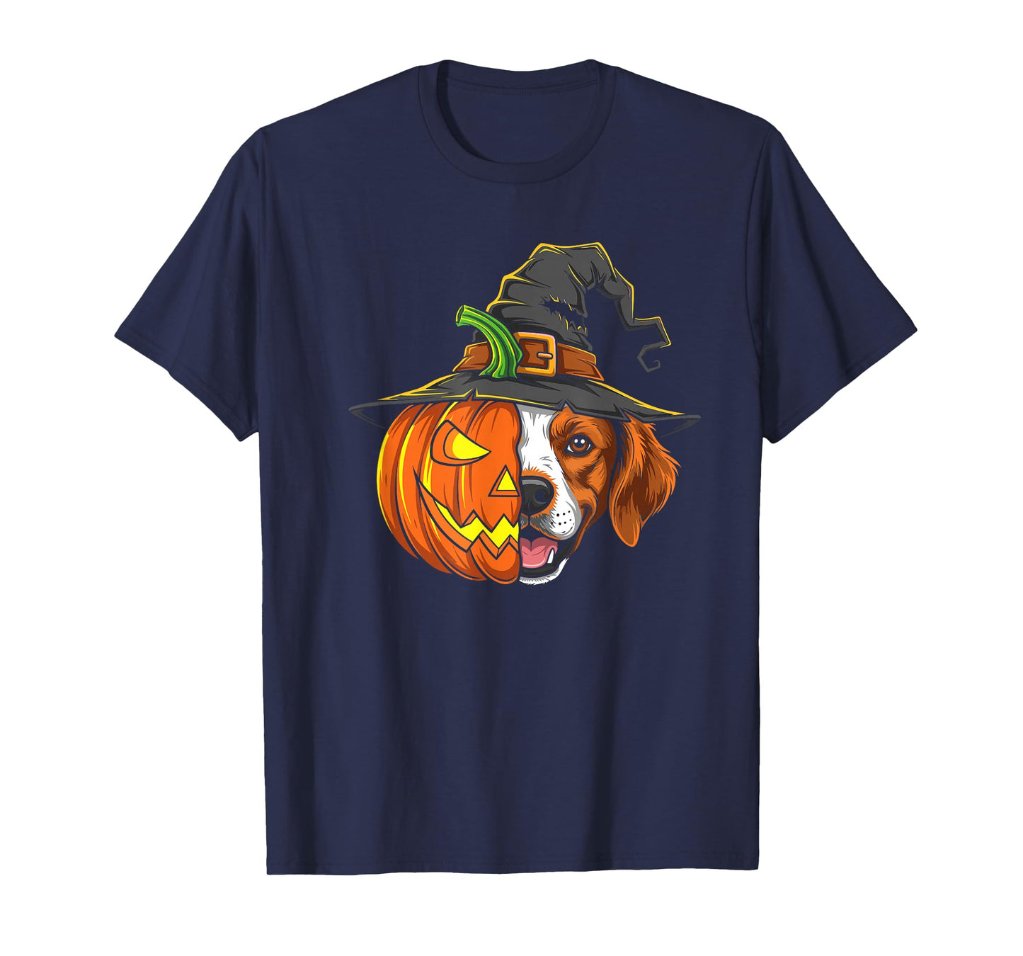 Brittany Spaniel Pumpkin Jack O Lantern Halloween Kids Mens T-Shirt