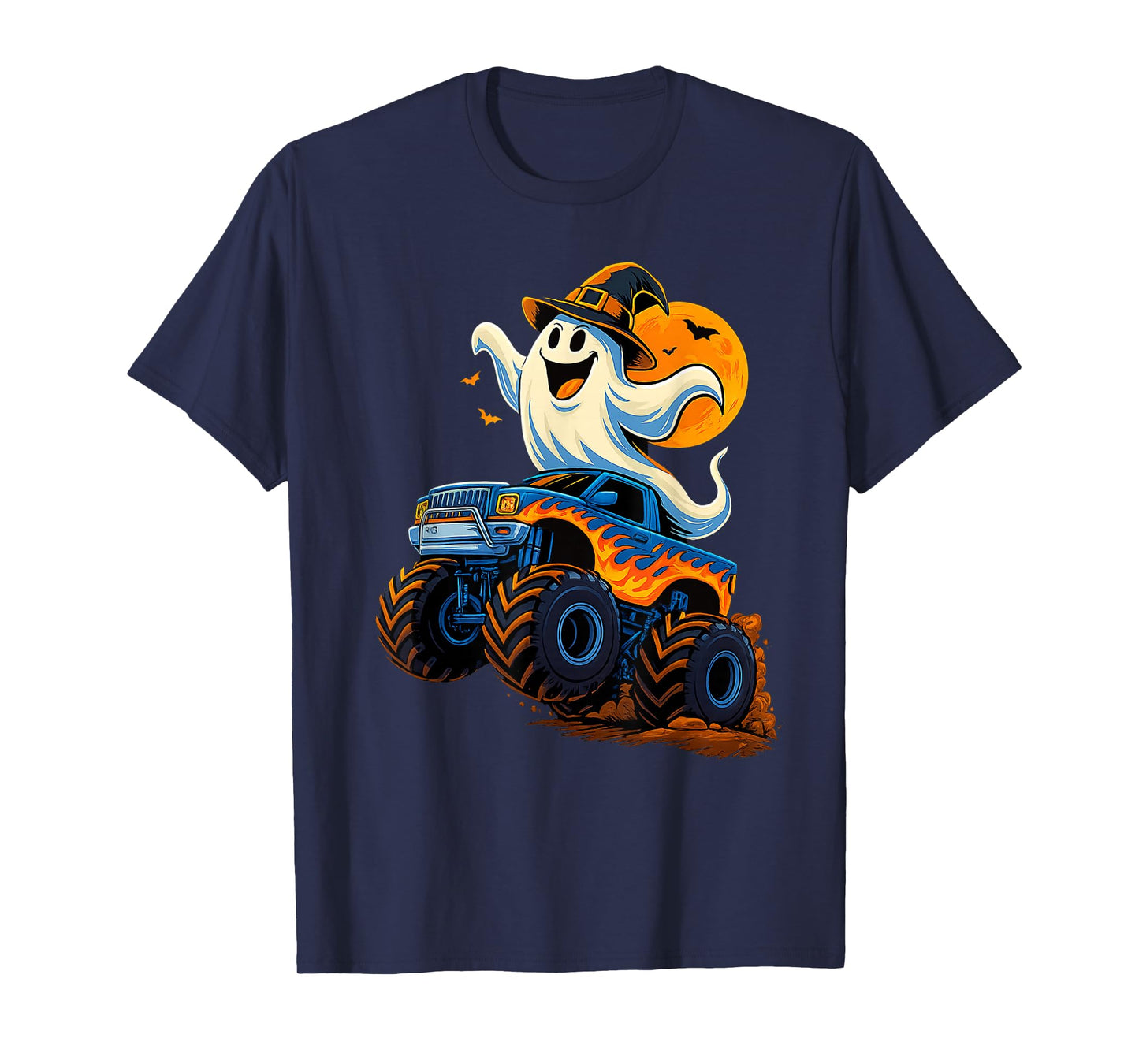 Ghost Monster Truck Halloween Funny Spooky Birthday Boy Girl T-Shirt