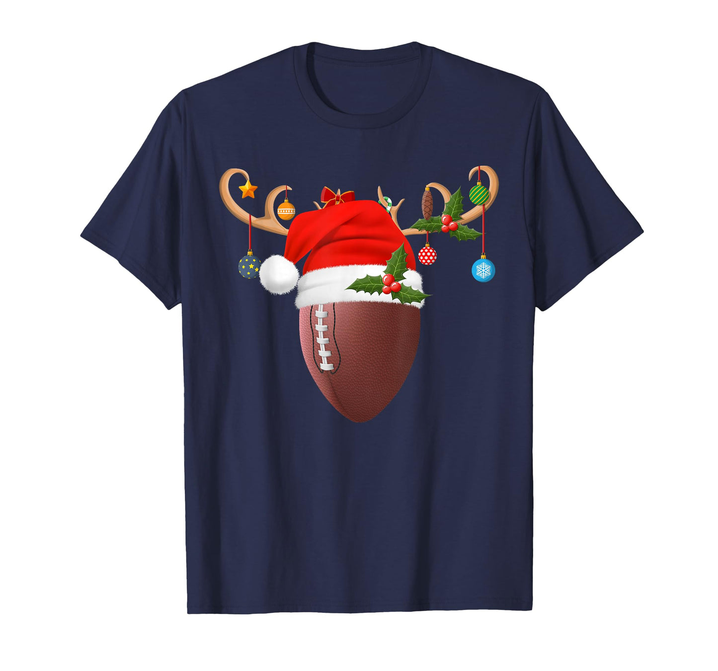 Football Christmas Pajamas Reindeer Santa Sports Player Xmas T-Shirt