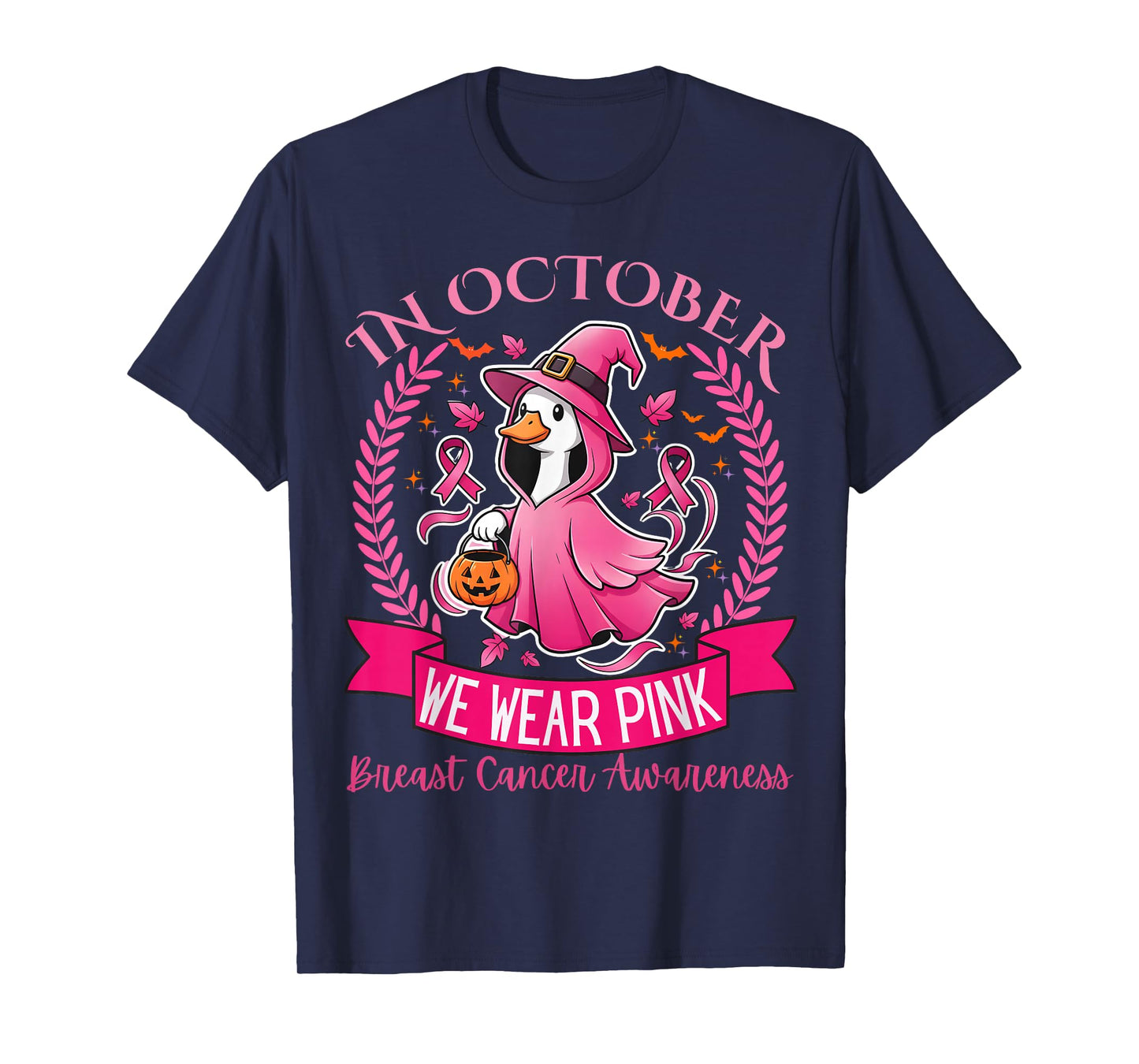 Breast Cancer Women Halloween in October We Wear Pink T-Shirt