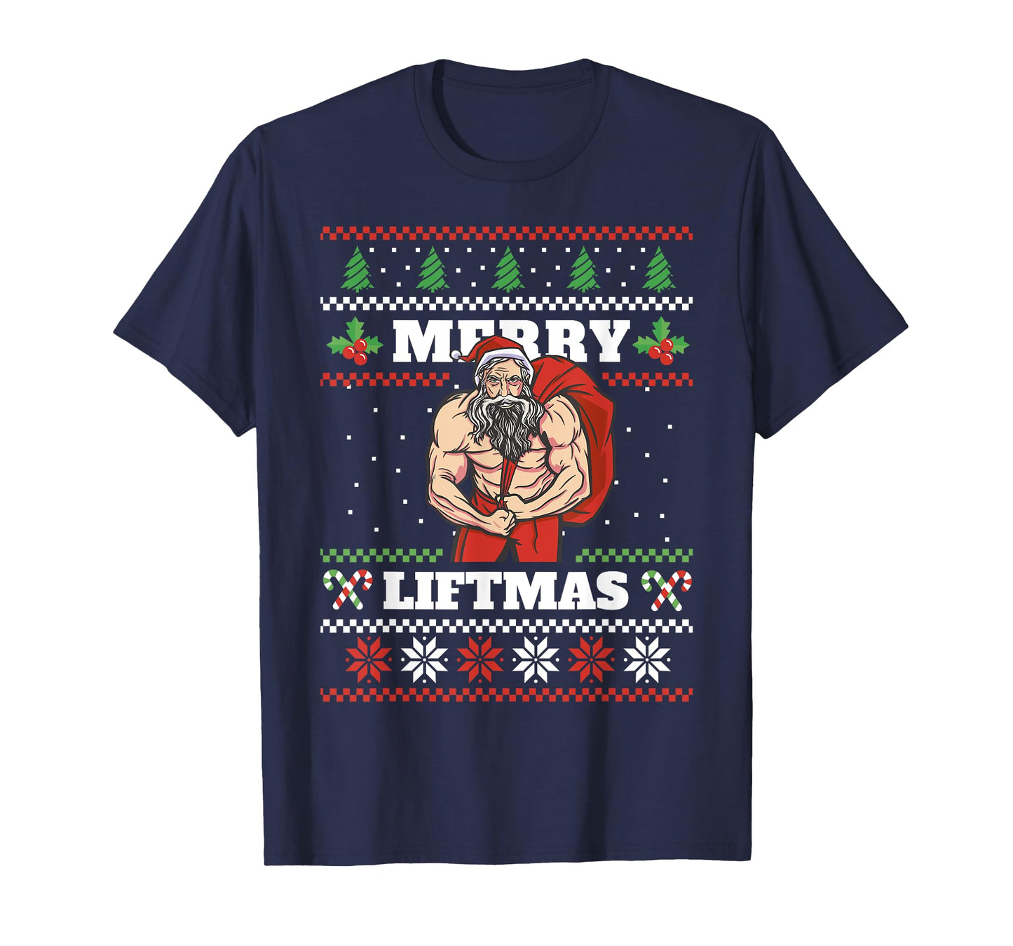 Santa Claus Weightlifting Christmas Fitness Gym Xmas Men T-Shirt