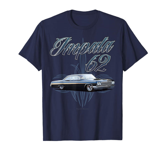 1962 Impala w text Low Rider Kustom Lead Sled Hot Rod Muscle T-Shirt