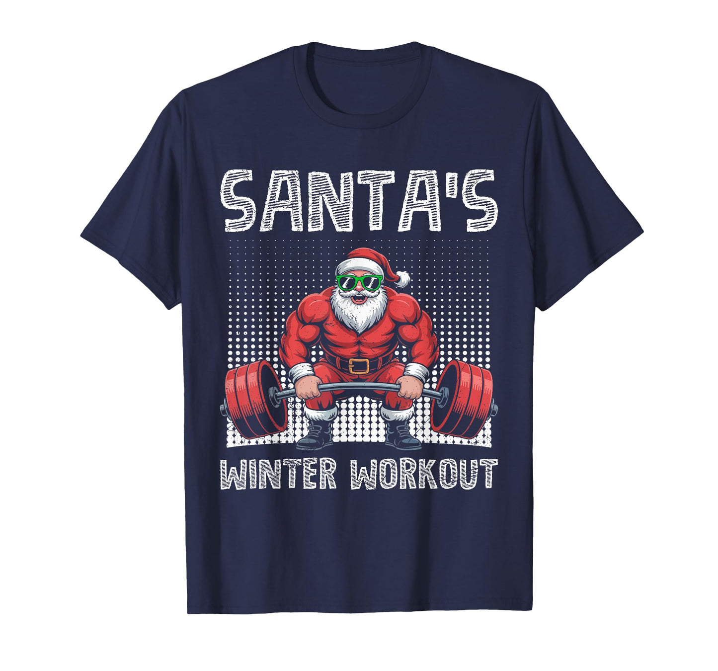 Santa's Winter Workout Weight Training Funny Gym T-Shirt