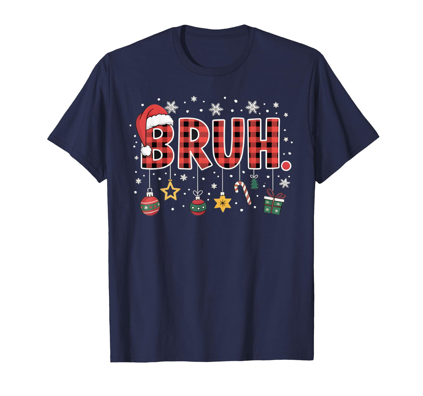 Bruh Christmas Red Plaid Teens Boys Kids Xmas Pajamas Gifts T-Shirt
