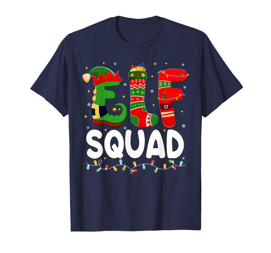 Elf Squad Funny Christmas Family Matching Pajamas Men Women T-Shirt