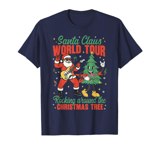 Santa Claus World Tour Rocking Around The Christmas Tree Men T-Shirt
