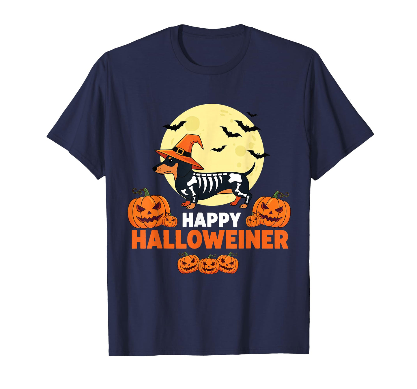 Happy Halloweiner Funny Halloween Dachshund Witch Skeleton T-Shirt