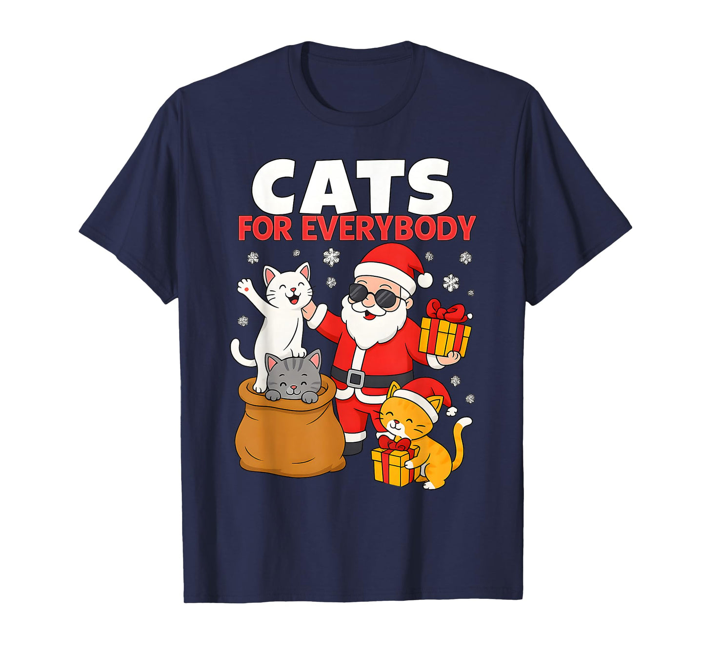 Cats for Everybody Funny Christmas Cat Xmas Santa T-Shirt