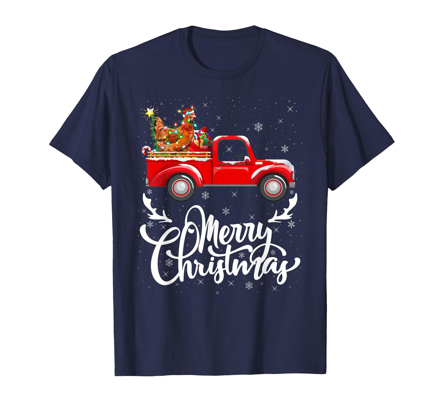 Chicken Christmas Tree Red Truck Xmas Pajamas Christmas T-Shirt