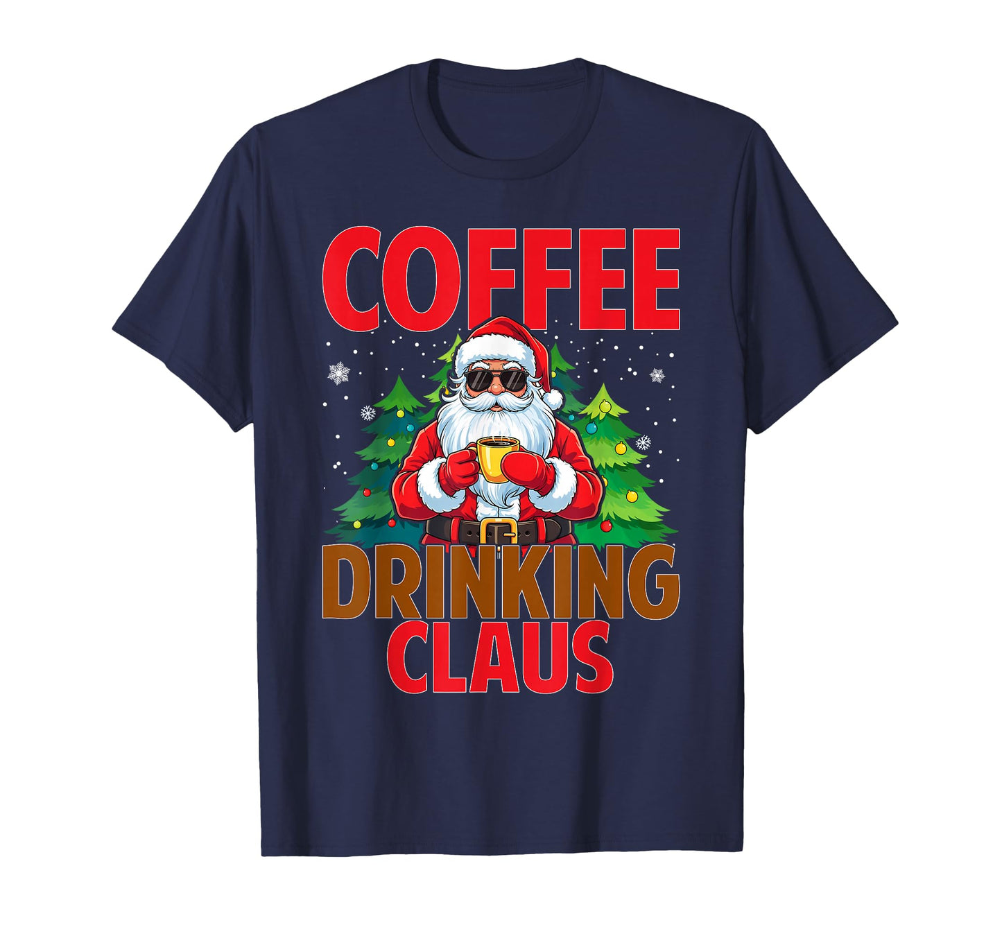 Coffee Drinking Santa Claus Christmas Matching Costume T-Shirt