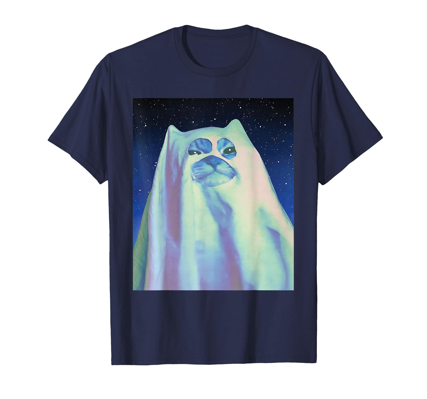 Ghost Cat Meme Funny Halloween Men Women Kids T-Shirt