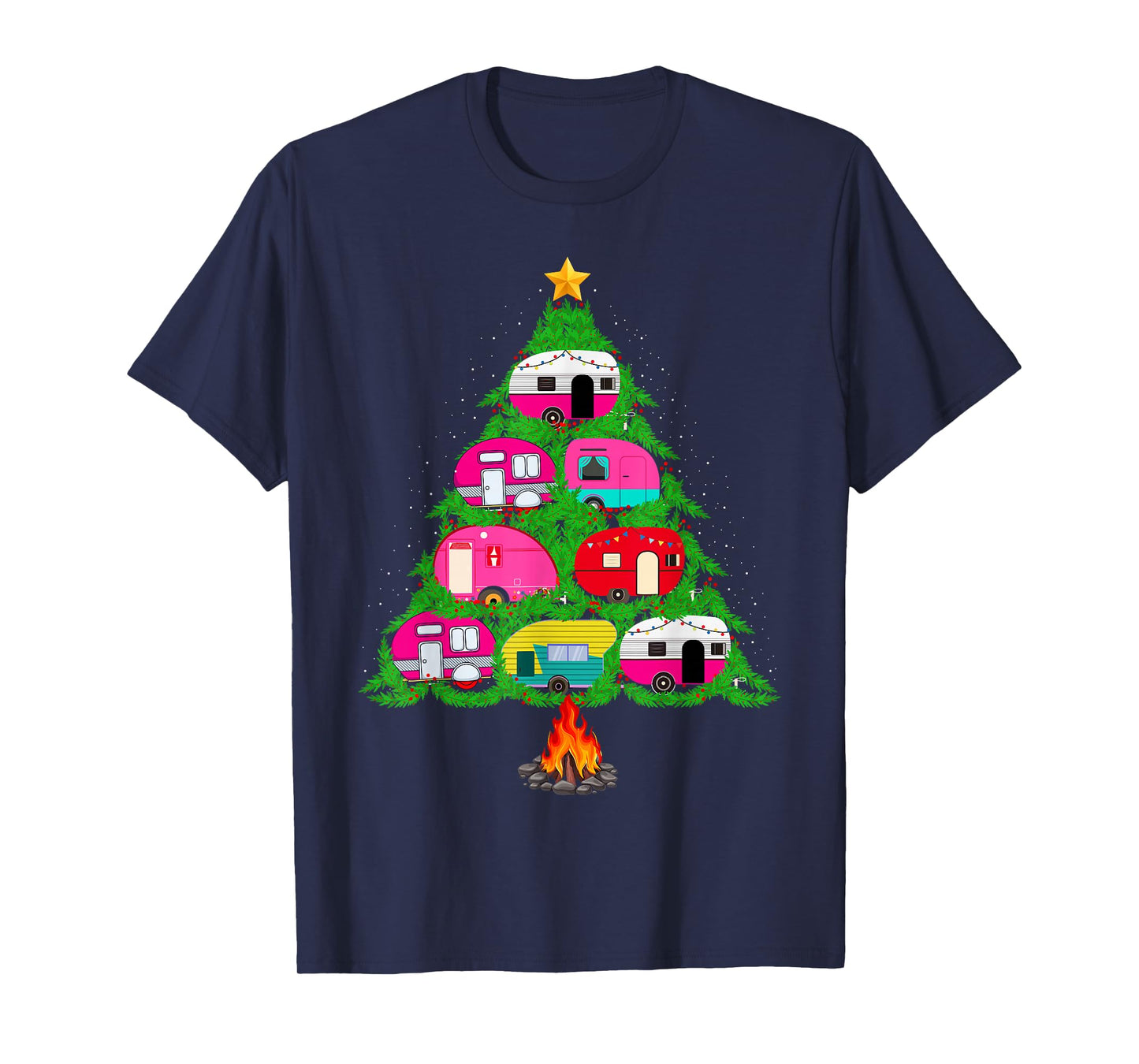 Xmas Family Outdoor Camping Christmas Tree Pajamas T-Shirt