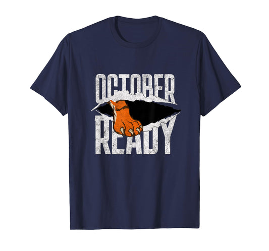 Distressed Tiger Foot Vintage October Ready Tigers T-Shirt