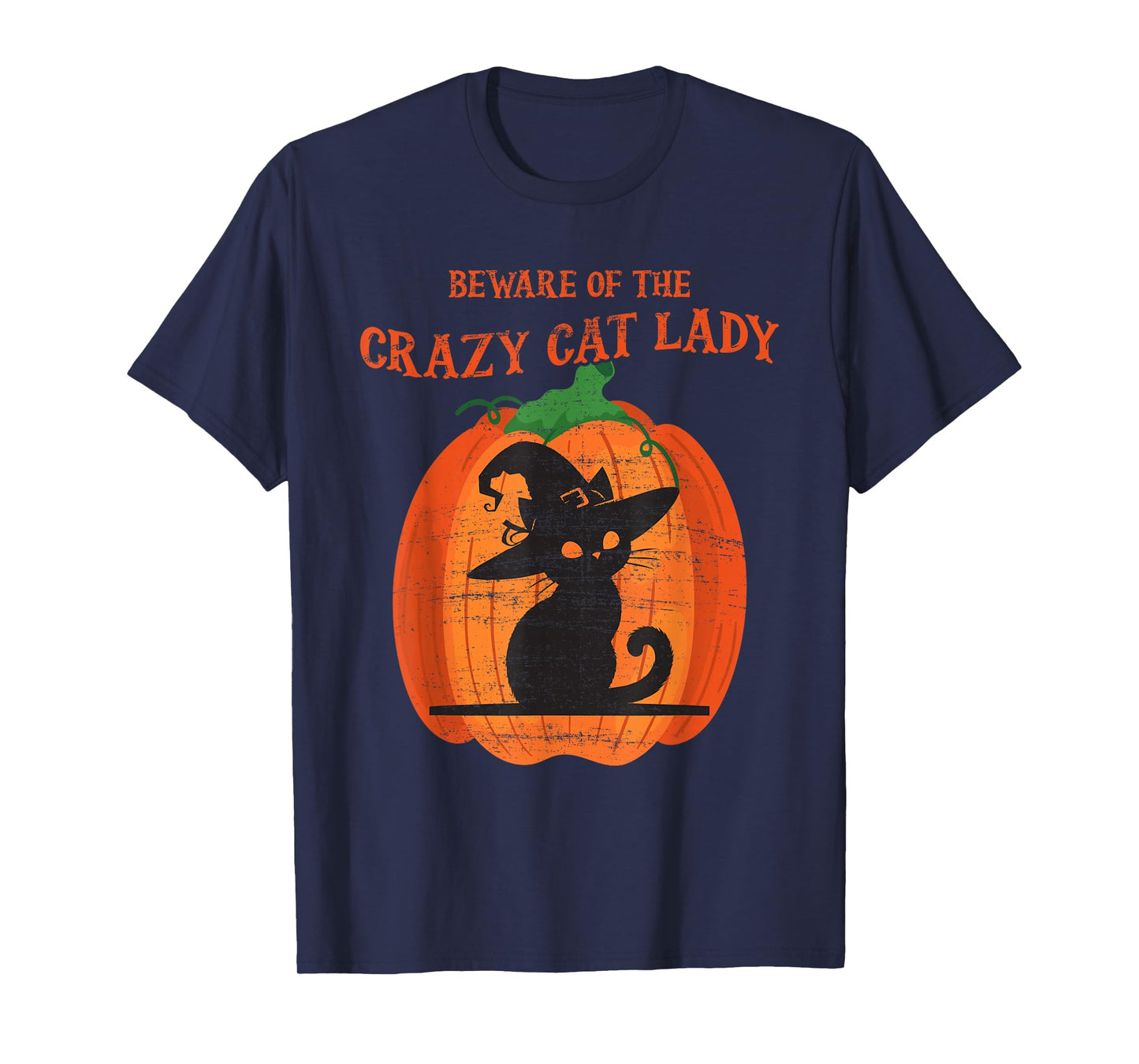 Funny Cat Lady Halloween Pumpkin Witch Black Cat Costume Cat T-Shirt