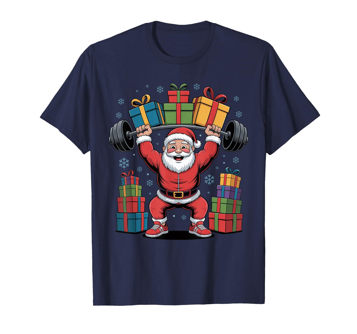 Santa Weightlifting Fitness Gym Training Christmas Pajama T-Shirt